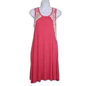 Red Camel Women's dress Coral sleeveless shift with crochet detail XS